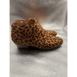 Refresh Rider-01 Leopard Print Ankle Boots Womens 9 Faux Suede Side Zip Booties